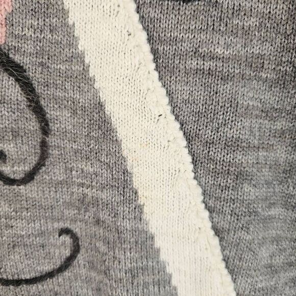 Vintage Women's V-Neck Fall Sweater Gray M - Picture 4 of 6